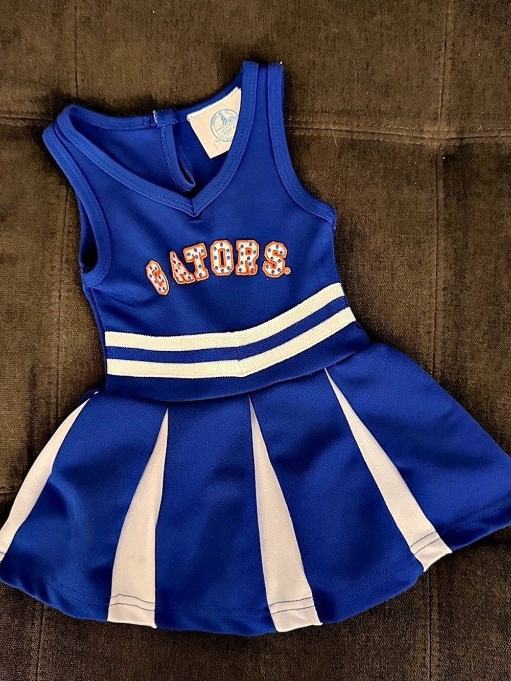 Two Feet Ahead Girls Blue & White Striped Cheer Dress Like New